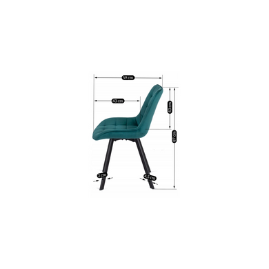 Стілець MEBEL ELITE RICK, бірюзовий / чорний, велюрова тканина
