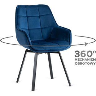 Кресло MEBEL ELITE LUNA с подлокотниками, темно-синий / черный, велюровая ткань