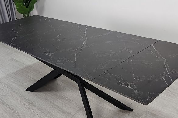 Стол INTARSIO MADISON CERAMIC раскладной 160&ndash;240&times;90 см, черный мат / черный