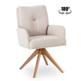 Крісло MEBEL ELITE BIANCO з підлокітниками, бежевий / дуб, тканина