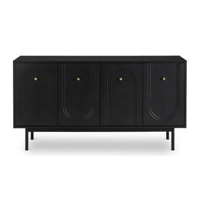 Комод MEBEL ELITE MARLEN 155, чёрный с золотистыми ручками