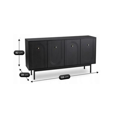 Комод MEBEL ELITE MARLEN 155, чёрный с золотистыми ручками