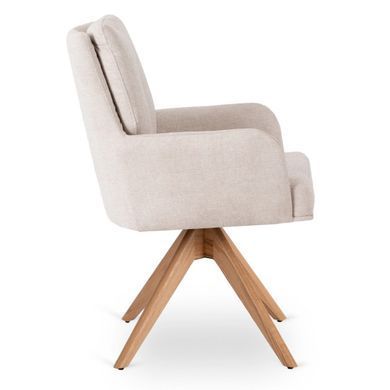 Крісло MEBEL ELITE BIANCO з підлокітниками, бежевий / дуб, тканина