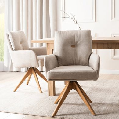 Крісло MEBEL ELITE BIANCO з підлокітниками, бежевий / дуб, тканина