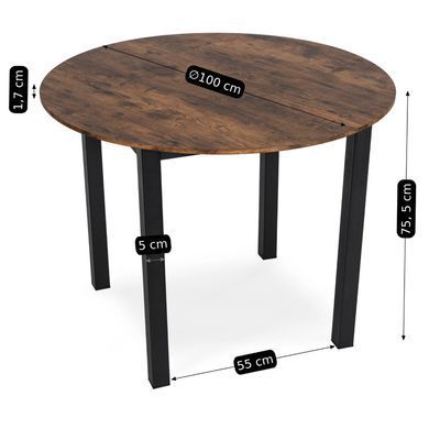 Стол MEBEL ELITE TEO круглый 100 см, дуб рустик / черный