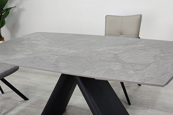 Стіл INTARSIO GREYSON CERAMIC розкладний 160&ndash;240&times;90 см, сірий мат / чорний
