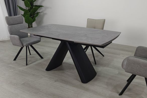 Стіл INTARSIO GREYSON CERAMIC розкладний 160&ndash;240&times;90 см, сірий мат / чорний