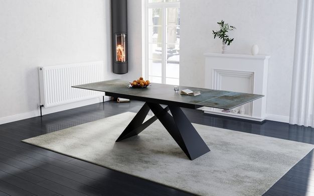 Стіл SIGNAL WESTIN CERAMIC OSSIDO VERDE розкладний 160&ndash;240&times;90 см, бірюзовий / чорний мат