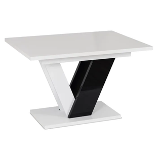 Стол MEBEL ELITE CLARK раскладной 120&ndash;160&times;80 см, белый глянец / черный