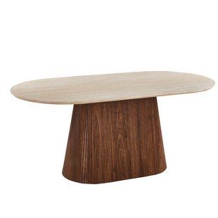 Стол MEBEL ELITE GIANNI 180&times;90 см, травертин / орех