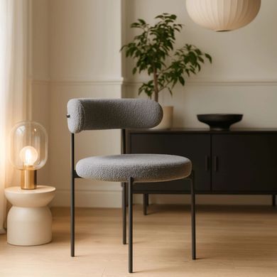 Кухонный стул MEBEL ELITE TULSA, серый / черный, ткань букле
