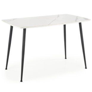 Стол HALMAR MARCO 120&times;70 см, белый мрамор / чёрный