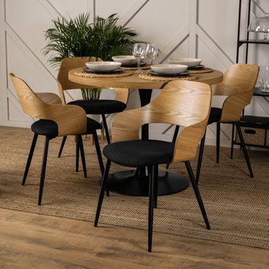 Крісло MEBEL ELITE ORBI з підлокітниками, чорний / дуб золотий, тканина