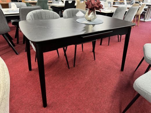 Стіл INTARSIO BERLIN CERAMIC розкладний 140&ndash;180&times;80 см, чорний мат / чорний каркас