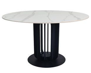 Стол INTARSIO OLYMPIA CERAMIC круглый 130 см, белый мат / черный