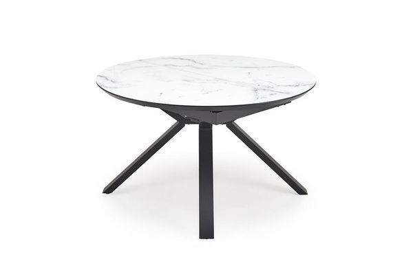 Стіл HALMAR VERTIGO розкладний 130&ndash;180&times;130 см, білий мармур / чорний