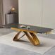 Стіл MEBEL ELITE LUIGI розкладний 160&ndash;240&times;90 см, чорний мармур / золотистий