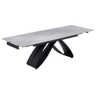 Стол MEBEL ELITE LUIGI раскладной 160&ndash;240&times;90 см, серый мрамор / черный