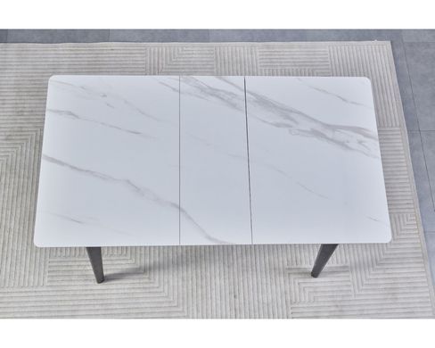Стіл INTARSIO BERLIN CERAMIC розкладний 111&ndash;140&times;75 см, білий глянець / чорний каркас