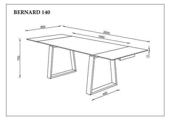 Стіл INTARSIO BERNARD CERAMIC розкладний 140&ndash;200&times;90 см, білий мат / чорний