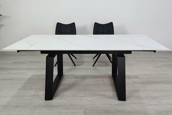Стіл INTARSIO BERNARD CERAMIC розкладний 140&ndash;200&times;90 см, білий мат / чорний