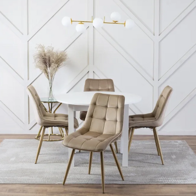 Кухонний стілець MEBEL ELITE RODRI, бежевий / дуб світлий, велюрова тканина