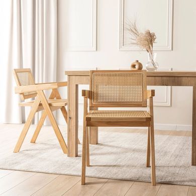 Стул MEBEL ELITE MADERA с подлокотниками, бежевый / дуб