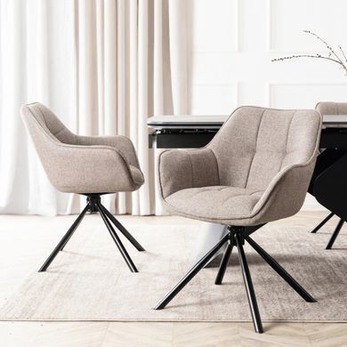 Кресло MEBEL ELITE PEONY 2 с подлокотниками, капучино / черный, ткань