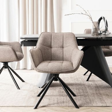 Кресло MEBEL ELITE PEONY 2 с подлокотниками, капучино / черный, ткань