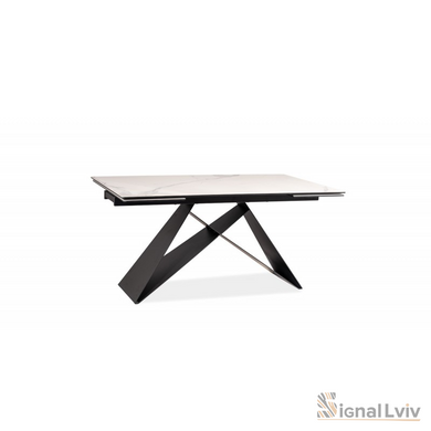 Стол SIGNAL WESTIN III CERAMIC STATUARIO VENATO раскладной 180&ndash;260&times;90 см, белый мрамор / черный мат