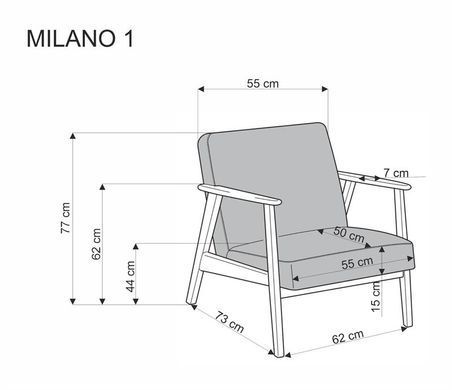 Кресло HALMAR MILANO 1S, оливковый / тёмный орех, CASTEL 39
