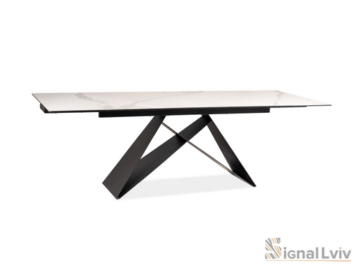 Стол SIGNAL WESTIN III CERAMIC STATUARIO VENATO раскладной 180&ndash;260&times;90 см, белый мрамор / черный мат
