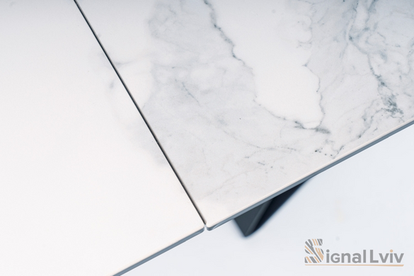 Стол SIGNAL WESTIN III CERAMIC STATUARIO VENATO раскладной 180&ndash;260&times;90 см, белый мрамор / черный мат