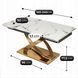 Стіл MEBEL ELITE IBIZA розкладний 160&ndash;240&times;90 см, білий мармур / золотистий