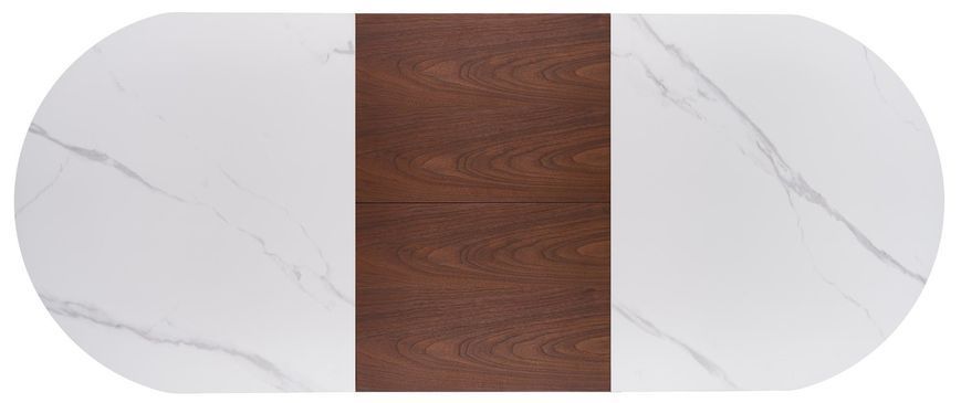 Стол HALMAR GIBSON раскладной 160&ndash;220&times;90 см, белый мрамор / орех / золотой