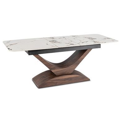 Стол MEBEL ELITE ALICANTE раскладной 160&ndash;200&times;90 см, белый мрамор / орех