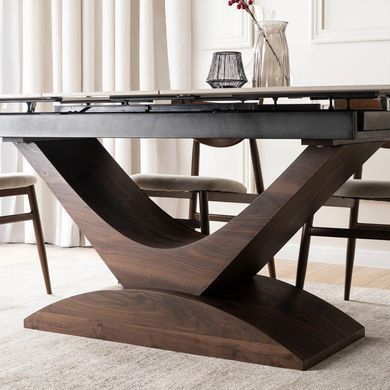 Стол MEBEL ELITE ALICANTE раскладной 160&ndash;200&times;90 см, белый мрамор / орех