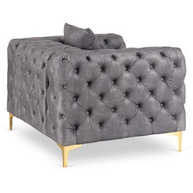 Кресло MEBEL ELITE SORRENTO 1S, серый / золотистый