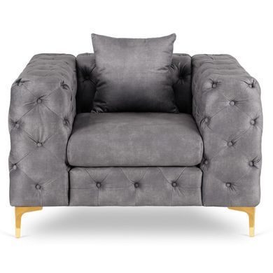 Кресло MEBEL ELITE SORRENTO 1S, серый / золотистый