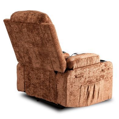 Крісло м'яке розкладне масажне з реклайнером MEBEL ELITE BOX Welur Коричневий