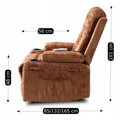 Крісло м'яке розкладне масажне з реклайнером MEBEL ELITE BOX Welur Коричневий