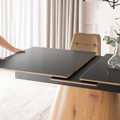 Стол MEBEL ELITE LIZBONA раскладной 160&ndash;200&times;90 см, черный / дуб