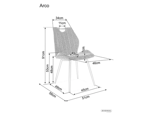 Кухонний стілець SIGNAL ARCO Brego, сірий / чорний, BREGO 07