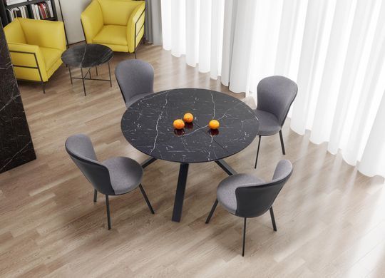 Стол HALMAR VERTIGO раскладной 130&ndash;180&times;130 см, чёрный мрамор / чёрный