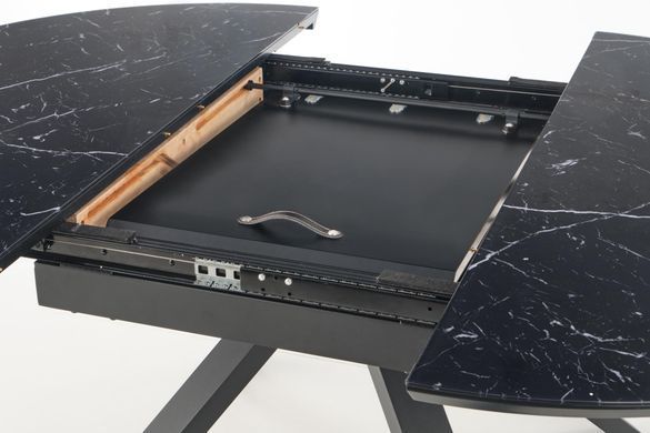 Стол HALMAR VERTIGO раскладной 130&ndash;180&times;130 см, чёрный мрамор / чёрный