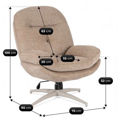 Поворотне крісло MEBEL ELITE MESA, бежевий / кремовий