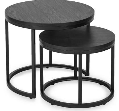 Комплект журнальных столиков MEBEL ELITE MANU, чёрный / чёрный, &Oslash;53 &times; 45,5 см + &Oslash;43 &times; 35,5 см