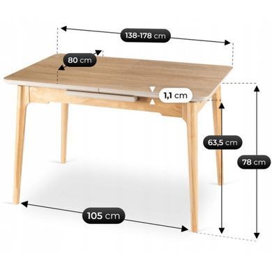 Стол MEBEL ELITE SAMER BIG раскладной 138&ndash;178&times;80 см, золотой дуб