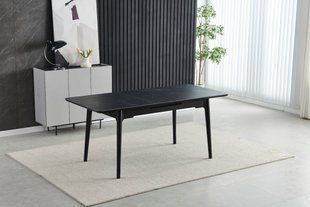Стол INTARSIO BERLIN CERAMIC раскладной 111&ndash;140&times;75 см, черный мат / черный каркас