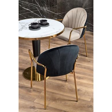 Крісло HALMAR K-500 з підлокітниками, бежевий / чорний / золотистий, BLUVEL 40 / BLUVEL 19
